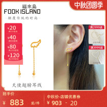 Fule Island gold earrings 999 gold gold stud earrings Angel Wings earrings female gold earrings earrings