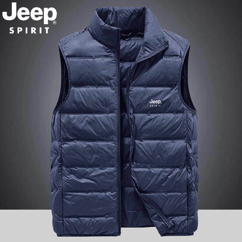 JEEP Jeep Down Vest for Men's Autumn and Winter New Light and Thin Tank Top, Horse Jacket, Casual Canister, Warm Coat, Authentic