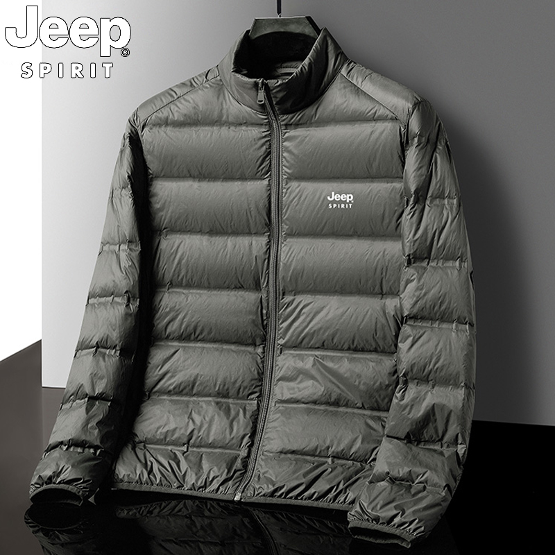 JEEP Men's Lightweight Down Coat Winter Ultra Thin Lightweight Warm Short Coat 2023 New Men's Top Authentic