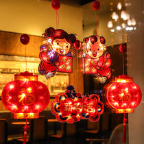 Spring Festival New Year New Year New Year Decorative Pendant Gate Small Pendant 2022 Year of the Tiger Atmosphere Lantern Lucky Word LED Scene Layout
