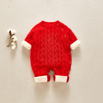 One-year-old baby girl's dress spring and autumn one-year-old banquet suit Chinese style men's treasure winter New Year's greeting clothes