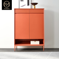 Italian minimalist shoe cabinet home door porch cabinet integrated modern simple solid wood storage storage bucket small apartment