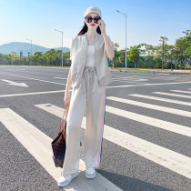 Stock Summer Suit Women Casual Fashion Foreign Air Sportswear Short Sleeves Slim Zipper Vee Pants Two Sets Eben