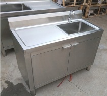 Stainless steel cabinet sink single washing basin milk tea shop double hand washing pool pool integrated disinfection pool kitchen basin