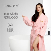 Hotel bathrobe mens special female cotton robe couple long absorbent quick-drying bathrobe beauty salon custom logo