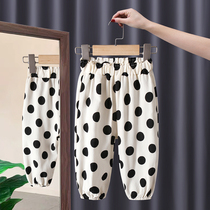 Girls anti-mosquito pants summer clothes 2022 new foreign air female baby long pants children Summer Korean version slim fit casual pants