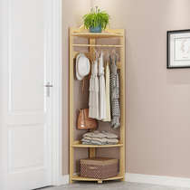 Coat rack solid wood floor-to-ceiling hanger corner multifunctional simple bedroom household clothes wooden simple shelf