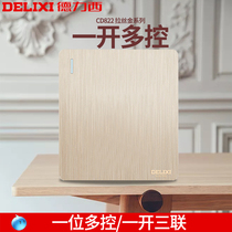 Delixi 86 type drawing gold one open multi-control switch household three four three control one lamp halfway socket panel