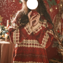  Winter new new year JK sweater red white long-sleeved sweater Japanese retro student wear wild jacket