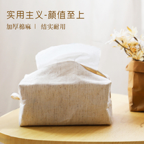 Cotton linen tissue set living room dining room bedroom towel bag simple style paper tissue box cloth hanging tissue bag