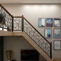 Modern simple wrought iron stair handrail indoor bay window attic fence balcony fence duplex villa guardrail