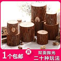 Tree Pier wood solid wood pier four seasons small wooden pile base pendulum stump wooden pile shape flower pot bonsai fence
