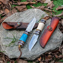 Damascus Steel Outdoor Knife Integrated Camel Bone Outdoor Knife Forged to collect Concealed Knife Military-industrial Knife Craft Knife