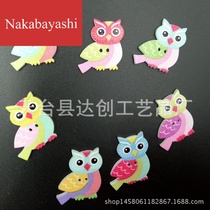 Cute cartoon wooden buckle painted owl two holes wooden button sewing decorative material buckle 100pcs in one pack