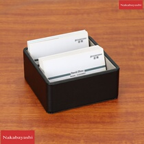 Classic business office black leather mini storage box square business card holder Fashion creative small double grid business card holder