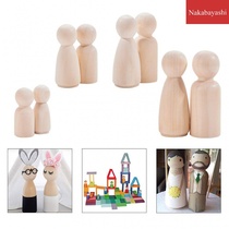 Wooden painted DIY large medium and small male and female children mixed wooden stake doll character style crafts 30pcs A