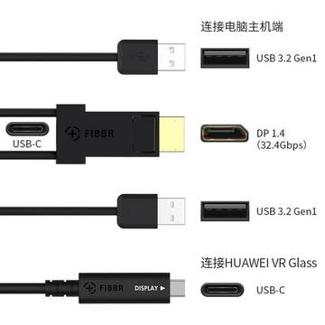 菲伯尔DP1.4转typeC升级版转接头手机电脑连接线适配华为VR GLass