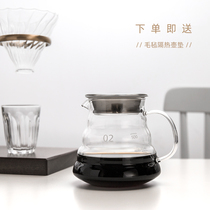  Thickened heat-resistant glass sharing coffee pot ice drop filter V60 cloud cute pot Simple hand-flush hanging ear cold water pot