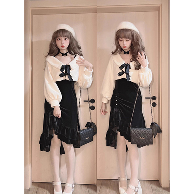 taobao agent Elegant jacket, set, demi-season small princess costume, Lolita style, long sleeve, hip-accented, fish tail