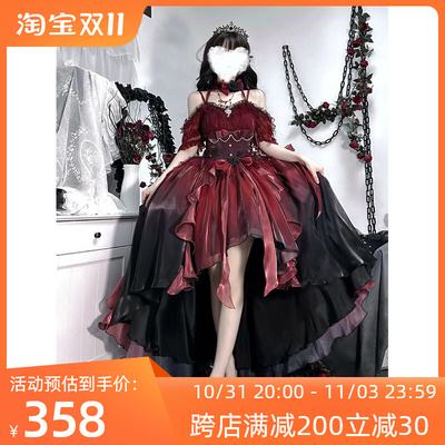 taobao agent Red dress, small princess costume, halloween, Lolita style