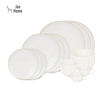 JanHome dishes set home European style pure white high-end oven small Daisy simple tableware set