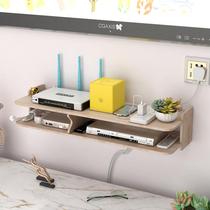 Solid Wood set-top box rack non-perforated wall shelf wall decoration living room bedroom wifi router storage box