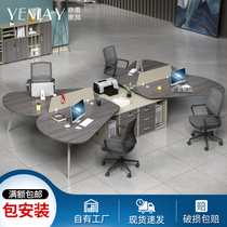 Four-person office desk and chair combination designer work desk special-shaped double Financial Desk staff computer desk