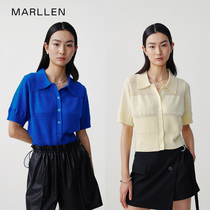 Marllen Schumer wool blend Klein Blue Academy Wind Design Slim Pit Strips Slim Knit T-shirt