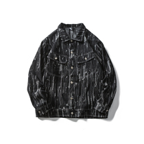 ZUOLUQI American fashion brand black hole washed denim jacket men and women ins trend fried street bf tooling jacket