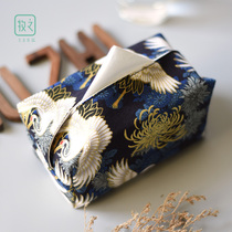 Hot stamping crane tissue box cloth art study home light luxury paper box car art retro paper towel bag