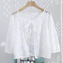 Shawl female fit dress Summer sun protection Korean version 100 lap lace jacket white cardiovert blouse girl outlap