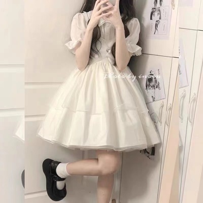taobao agent Summer Japanese cute soft white small princess costume, dress, Lolita style
