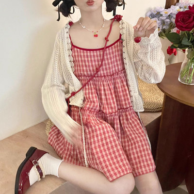 taobao agent Genuine strawberry, spring slip dress, dress with sleeves, sleevless