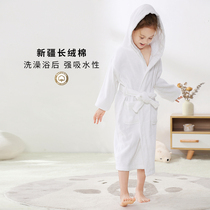  Childrens bathrobe Autumn and winter pure cotton towel material absorbent quick-drying yukata with hat Baby nightgown Childrens pajamas home clothes