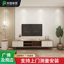  Living room TV background wall decoration Bamboo and wood integrated wallboard Light luxury imitation marble wallboard fibreboard decorative board