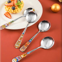 304 stainless steel spoon thickened household spoon national wind tiger year creative tableware spoon long handle rice spoon
