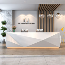 White paint front desk reception desk simple modern company welcome consultation beauty salon bar hotel cashier counter