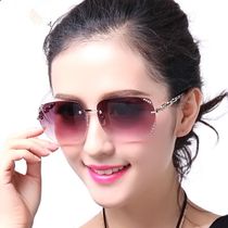 2022 New frame-less cutting edge sunglasses Sunglasses Female large face Slim Fashion Summer Glasses Anti UV