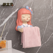 Toilet tissue box creative girl tissue rack toilet paper box non-perforated wall-mounted roll paper tube