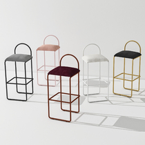 Bar chair Modern simple light luxury household high stool Island table high chair Front bar Iron backrest high stool