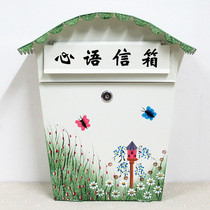 Pastoral style iron with lock opinion box psychological mailbox creative wall mailbox inbox