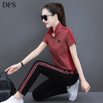Sports suit womens summer 2021 new fashion Korean version of foreign air age Plaid casual wear two-piece summer dress