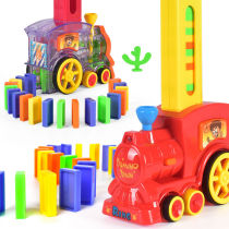 Domino electric car automatic licensing display transparent Thomas small train building block educational childrens toys