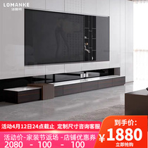 Ideostyle imported rock plate TV cabinet tea table combination minimalist modern living room light lavish minimalist smoked oak floor cabinet