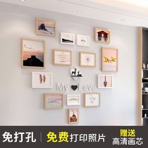 Heart-shaped photo wall decoration wall photo frame hanging wall combination Net Red warm background wall room non-perforated photo wall