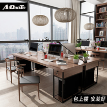 Solid Wood Staff Station Table Office Finance Room Staff Working Table 2 4 6 People With Desk Chair Composition