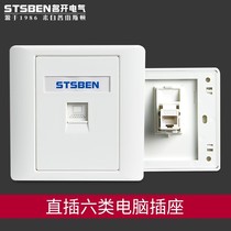Type 86 wall concealed through network port panel double in-line crystal head six type shielded network cable computer socket