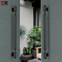 Minimalist glass door handle Thickened Stainless Steel Pair loading shop Push-and-pull with frame solid wood door handle black armrests