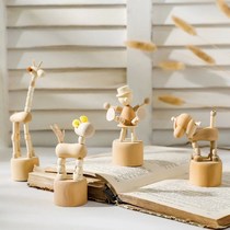 Wooden man ornaments ins style simple creative puppet movable wooden animal ornaments desktop decoration pendulum gift