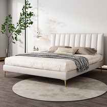 Nordic leather light luxury modern simple double master bedroom 2021 new white wedding bed soft bag minimalist high box bed